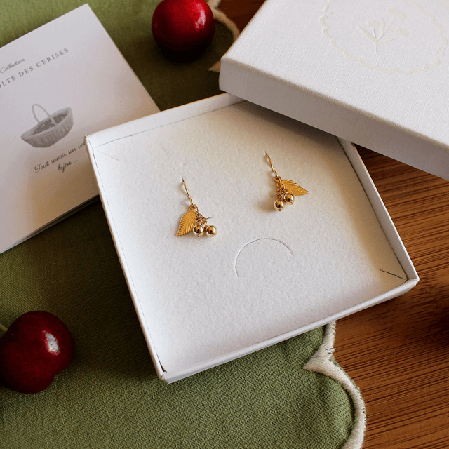 Boucles d'oreilles en gold filled - La récolte des cerises