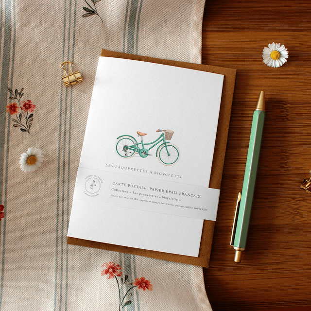 Carte postale - Les pâquerettes à bicyclette 