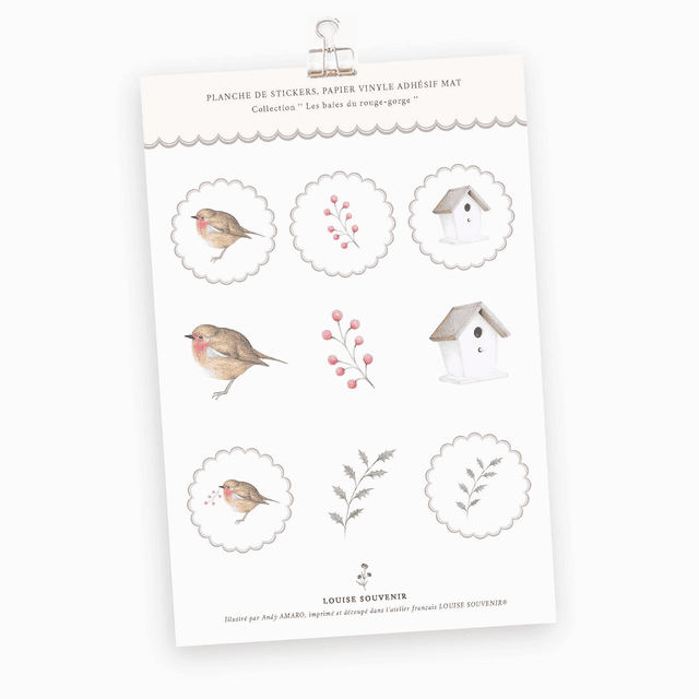 Planche de stickers - Les baies du rouge-gorge 